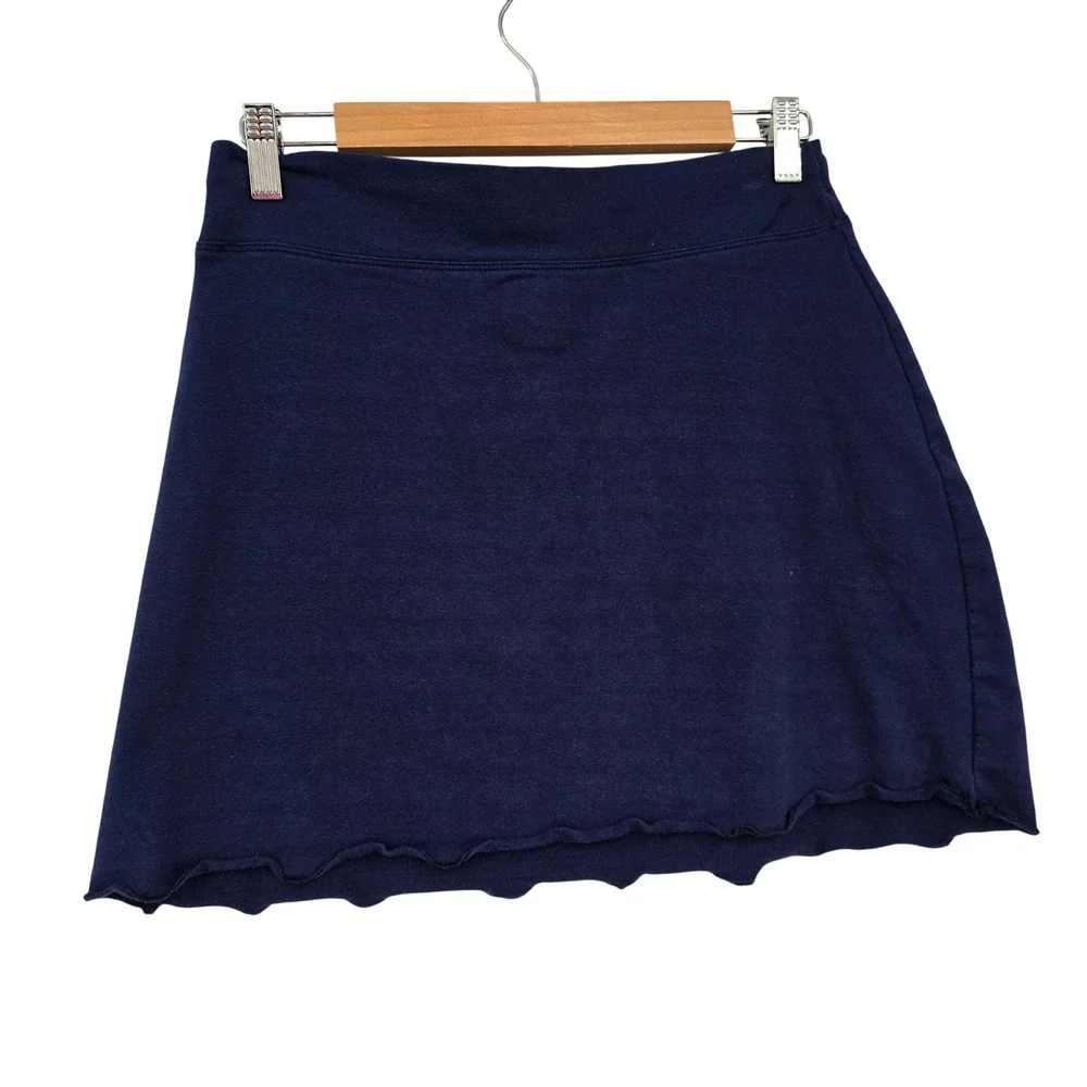 4th Set Sally Womens Navy Blue Tennis Skirt Lettuce Hem Graphic Mini Size‎ M